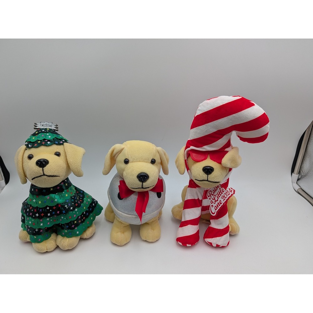 Canes Chicken Restaurant Dog Plush‎ Lot Christmas Jingle Bell Tree Candy Cane